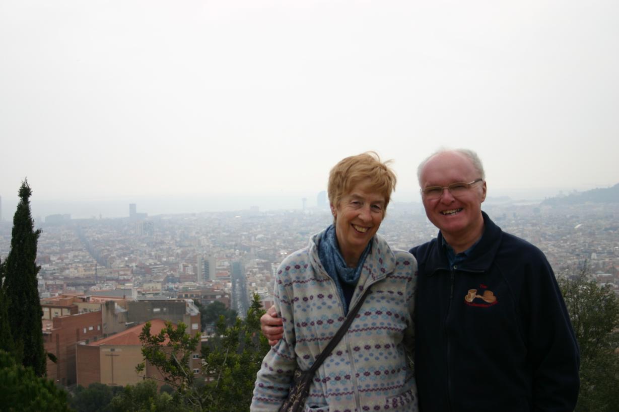 Friday 20th March, Trish & Tim in Parc Guell, Barcelona