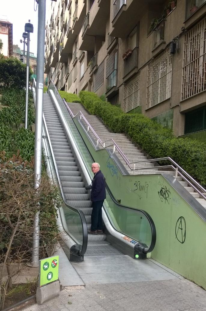 Sunday 22nd March, escalator up towards Jardins del Tur del Putxet, Vallcarca, Barcelona.