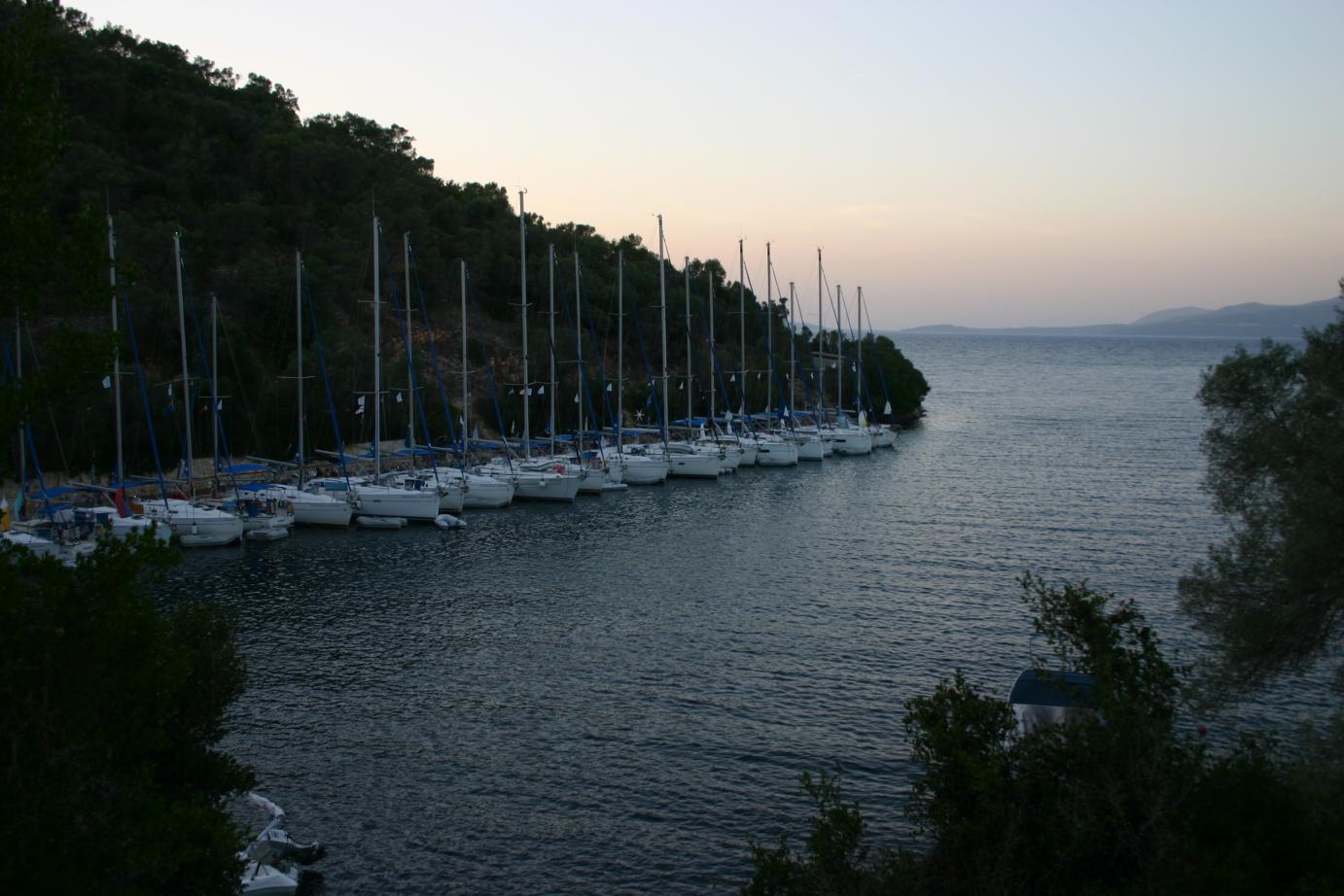 Thursday evening, 17th September, the flotilla moored at Vathi, Meganisi.