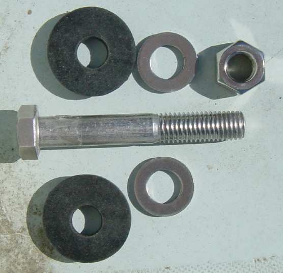 Photo of replacement axle bolt, nut & washers