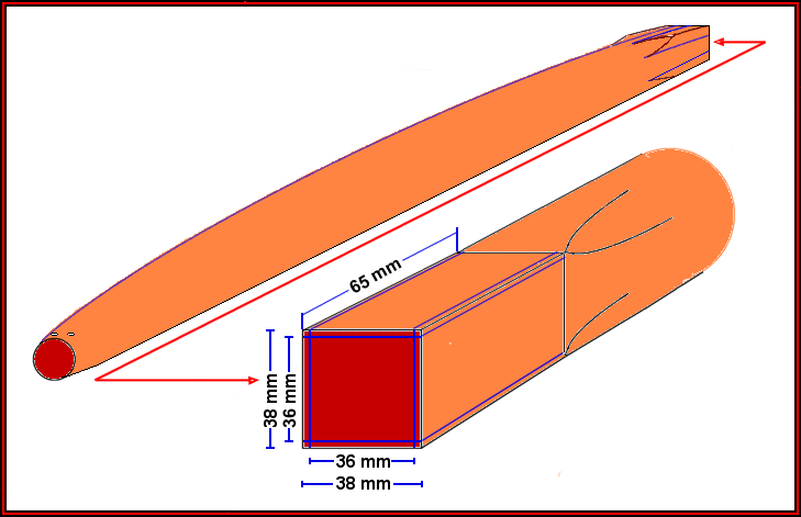 Sketch showing dimensions of gaff tang - click to return to previous page