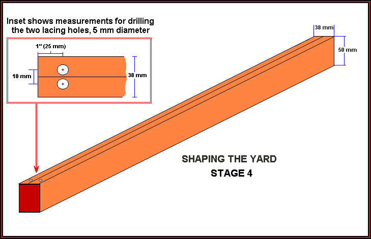 Sketch showing size & position of the lacing holes - click to return to previous page