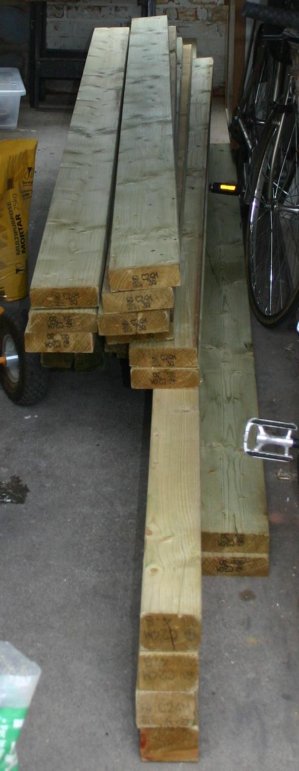 Photo of wood for studwork, delivered 8th June 2015