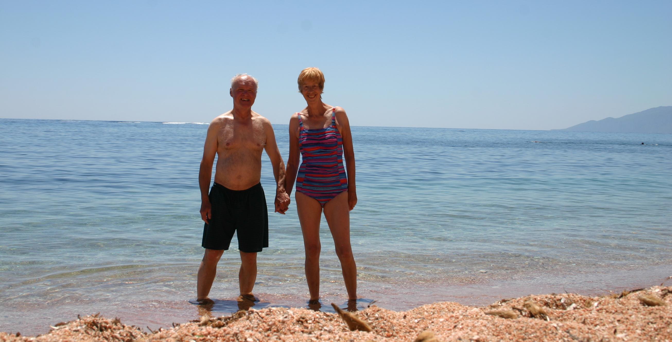 [Sunday 11th June, on the town beach at Cala Gonone, Sardinia.