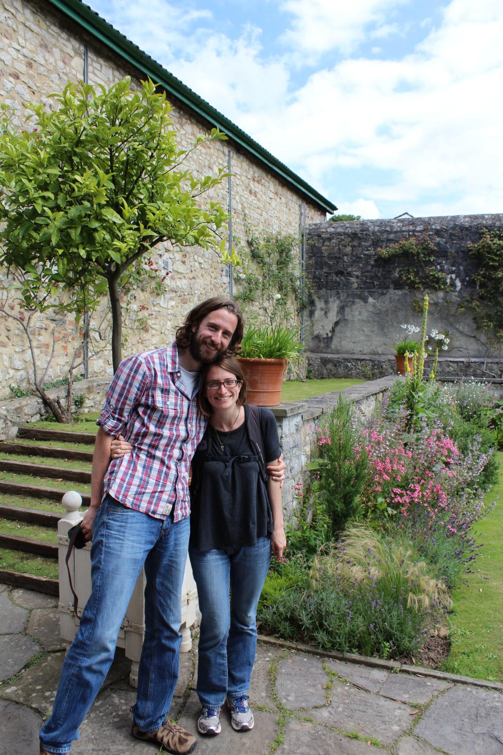 Sunday 31st July, Britt & Andy in the Italian Garden, St Fagans Castle.