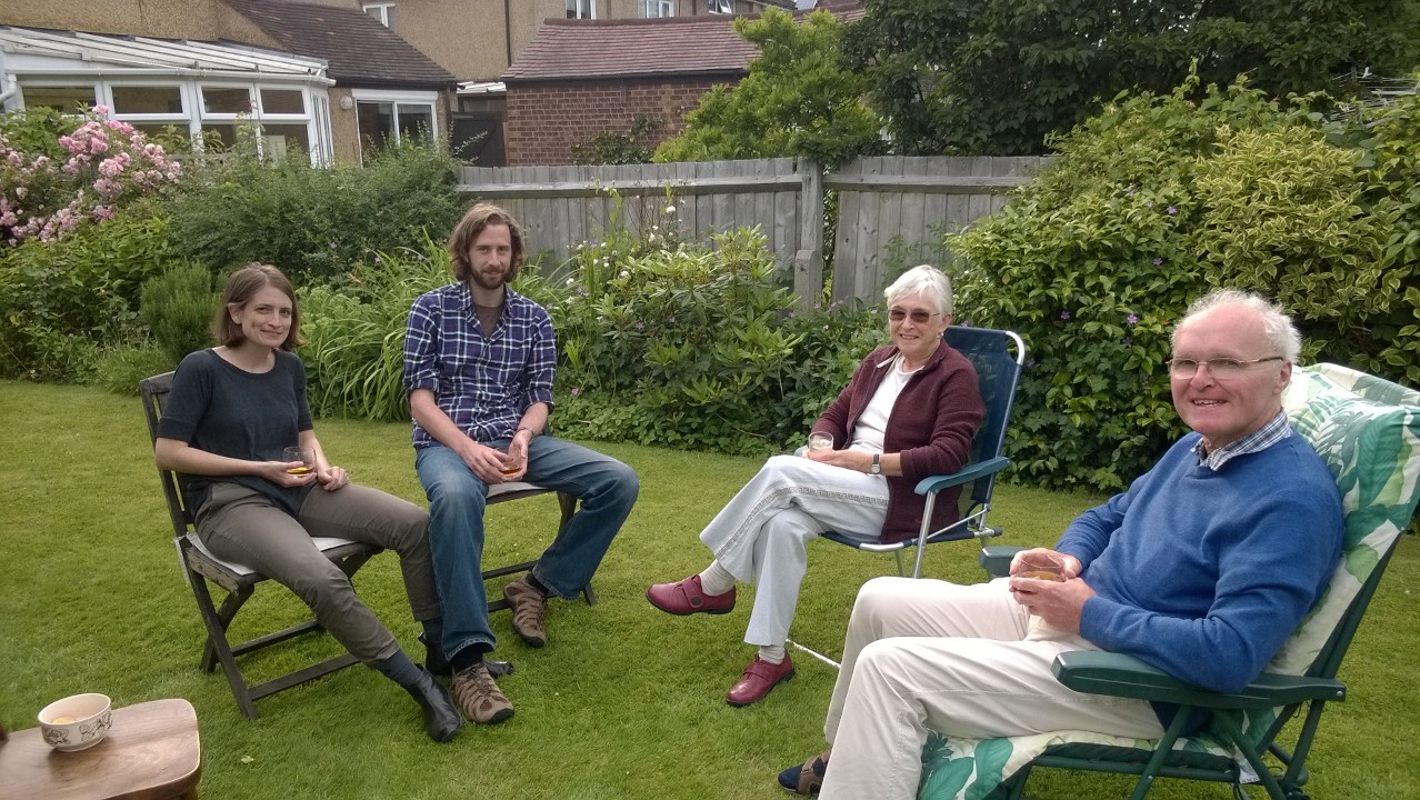 Wednesday 6th July, tea in the garden with Cathy Peel at Orchard Drive.