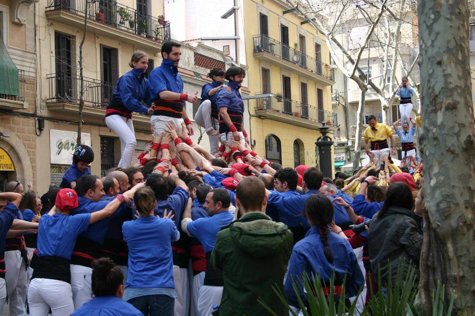 Sunday 22nd March, Human Castles (Casteller), Plaça de Santa Madrona, 
Poble Sec, Barcelona.