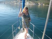 Thursday morning 17th September, Hilary on anchor duty departing Vathy, Ithaki