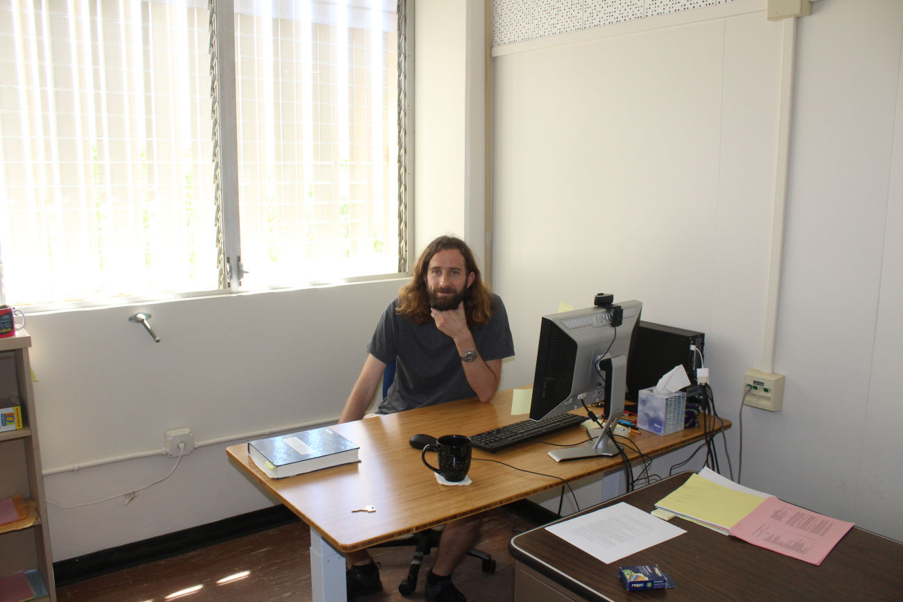 Andrew at his desk in the Math Dept of the University of Hawaii.