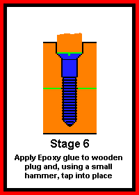 Inserting and gluing the wooden plugs