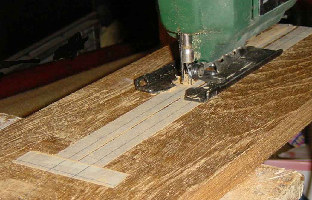 Photo of the slot being cut with jig saw