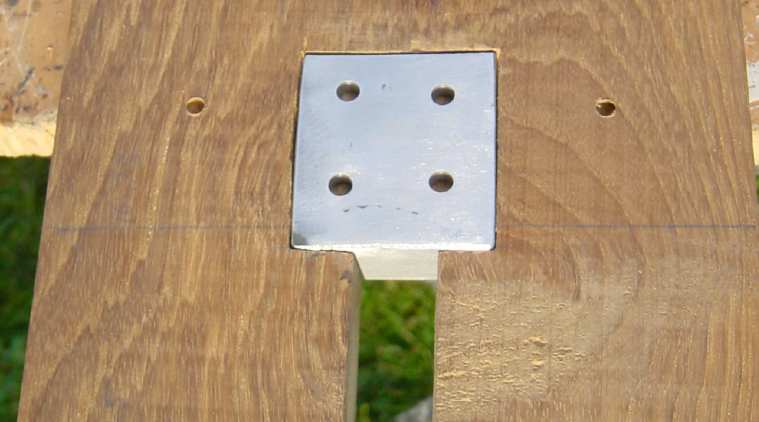 Photo of the stop-plate fitted in the rebate