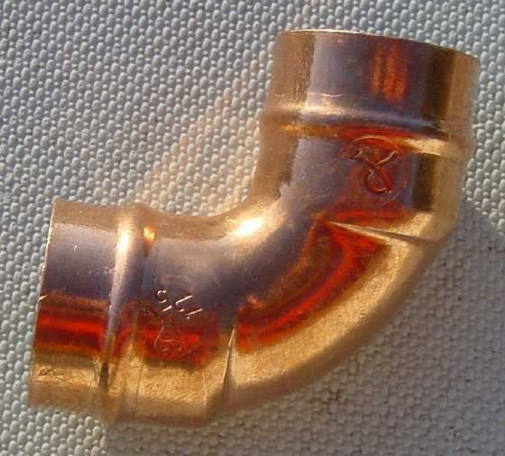Photo of copper water pipe elbow