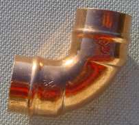 Copper water pipe elbow