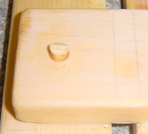 Photograph of plug glued in position