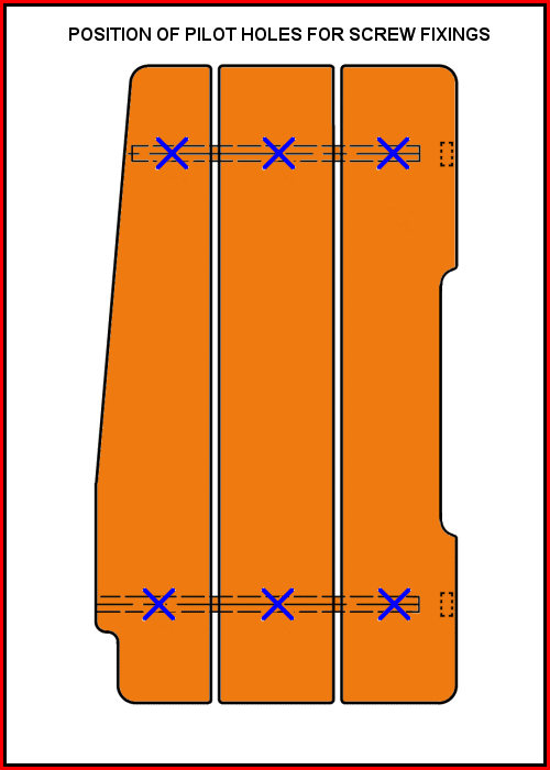 Sketch showing the position of the pilot holes