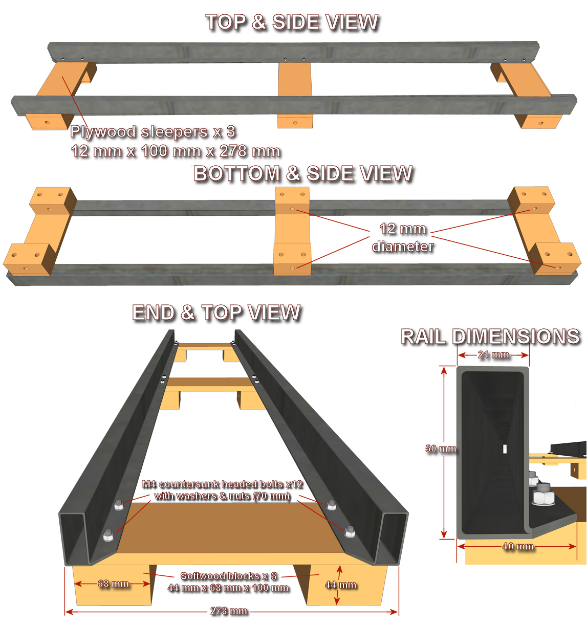Rails as constructed.