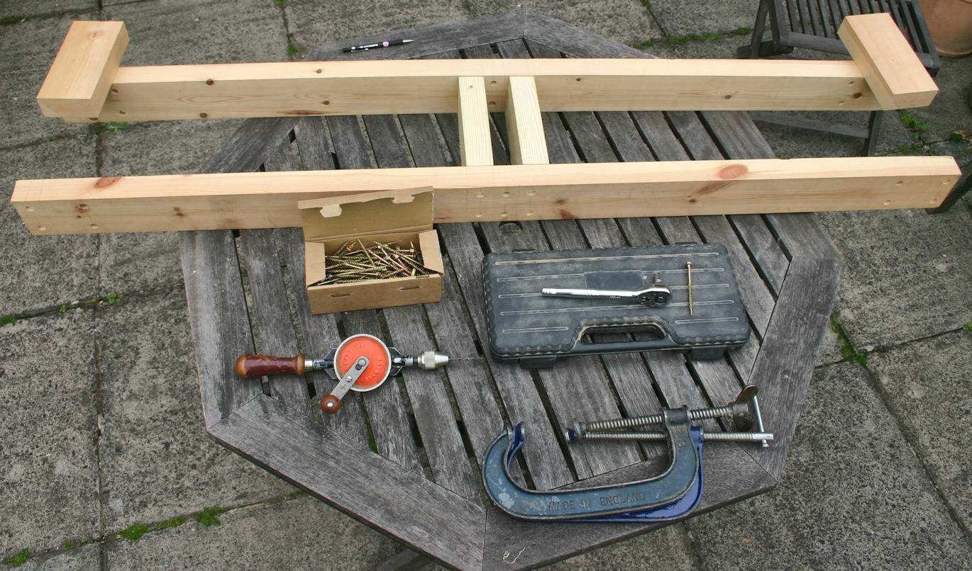 Main frame components ready for assembly.