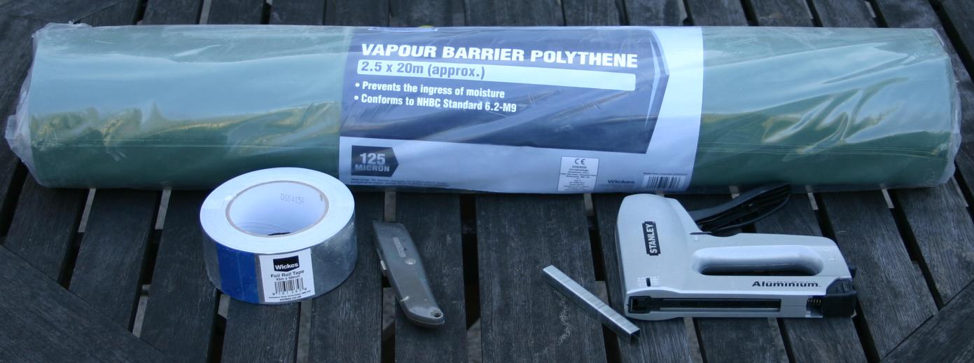 Tools & materials for completing the insulation, September 2015.