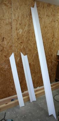 The rigid UPVC angle cut to size, ready for gluing in place.