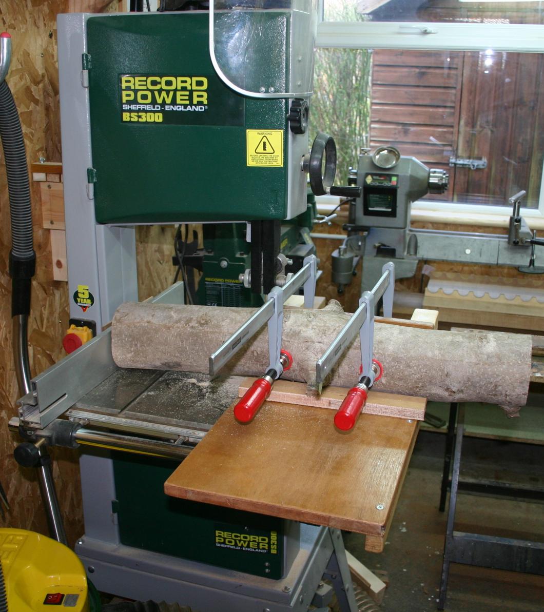 Log Cross-cutting jig in use.