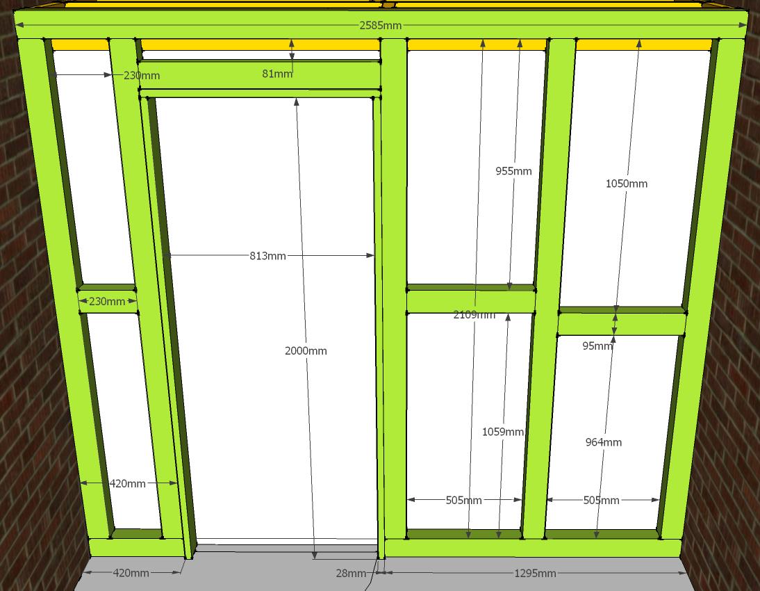 Door end wall stud dimensions.