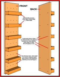 Drawing showing how the laths were fixed to the plywood base.