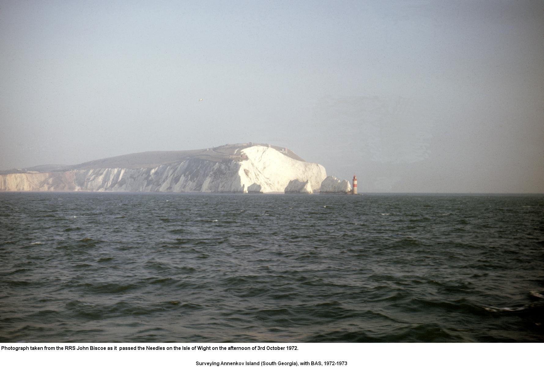 Passing the Needles, Isle of Wight, afternoon of 3rd October 1972.