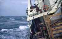 View from the aft deck of the RRS John Biscoe of heavy weather in the South Atlantic, 31st October 1972.