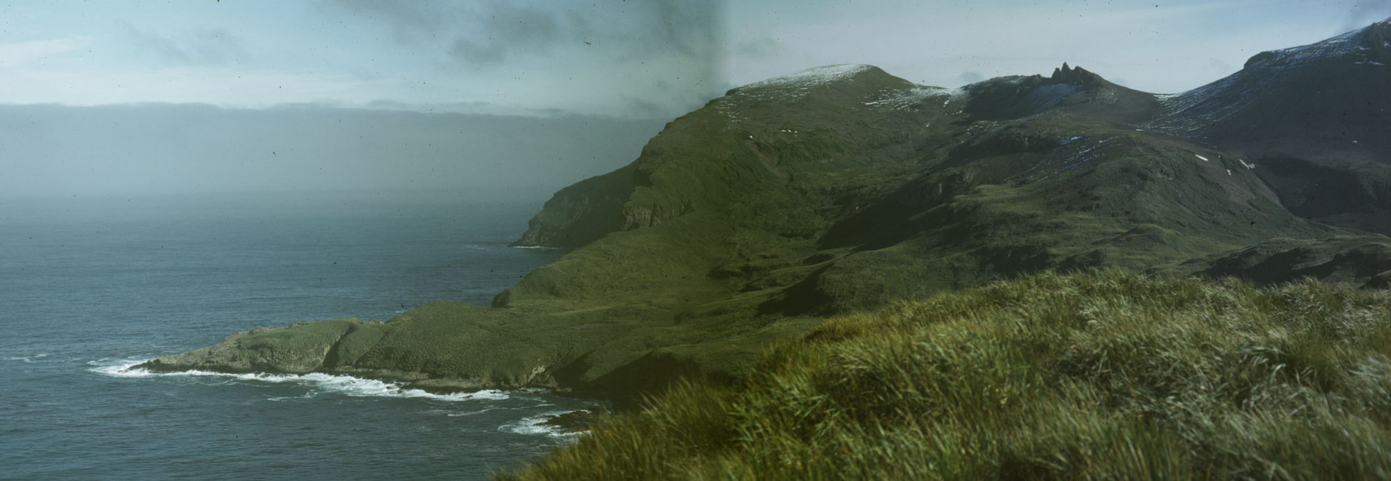 View looking south-west from Albatross Crest (at spot height 126 metres), Annenkov Island, December 1972.