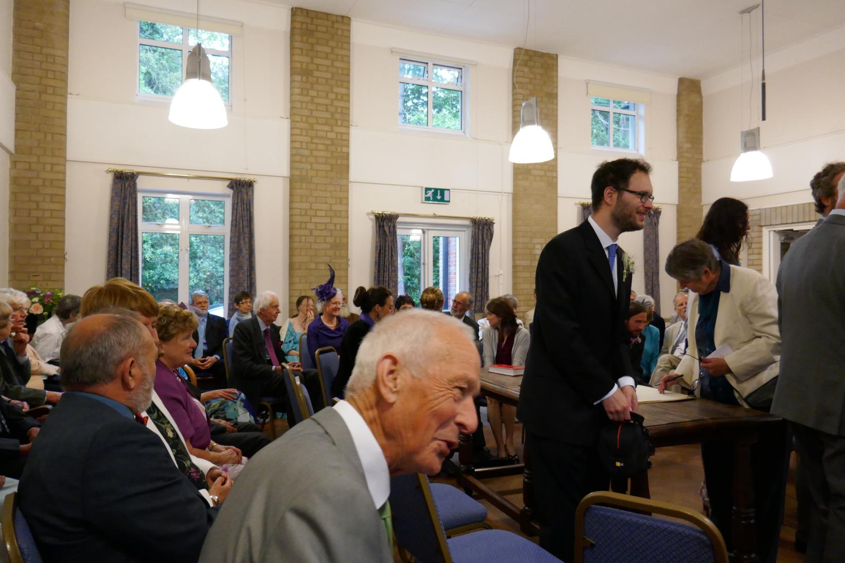 [Monday 5th June, After the Marriage inside the Watford Quaker Meeting House (Photo by Paul).